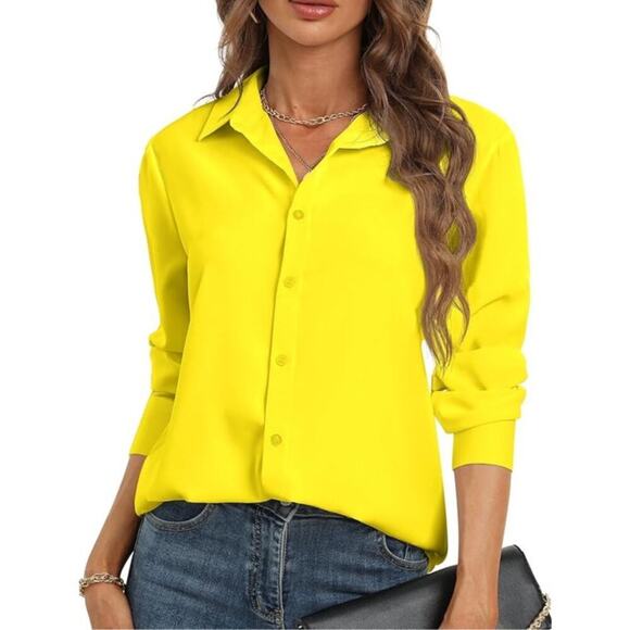Bright Yellow Blouse Sz XL - Picture 1 of 7